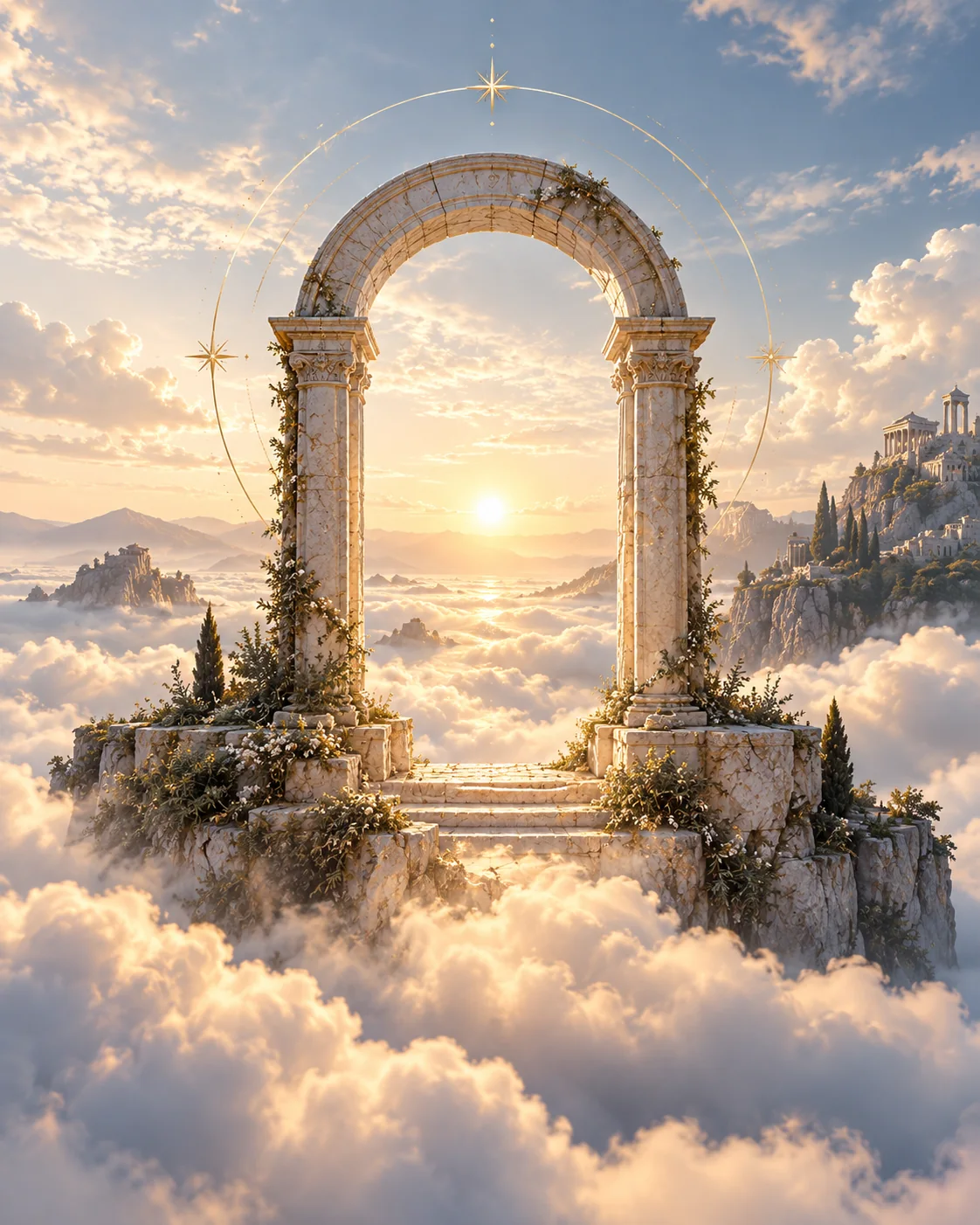 A sunlit archway in an imagined world