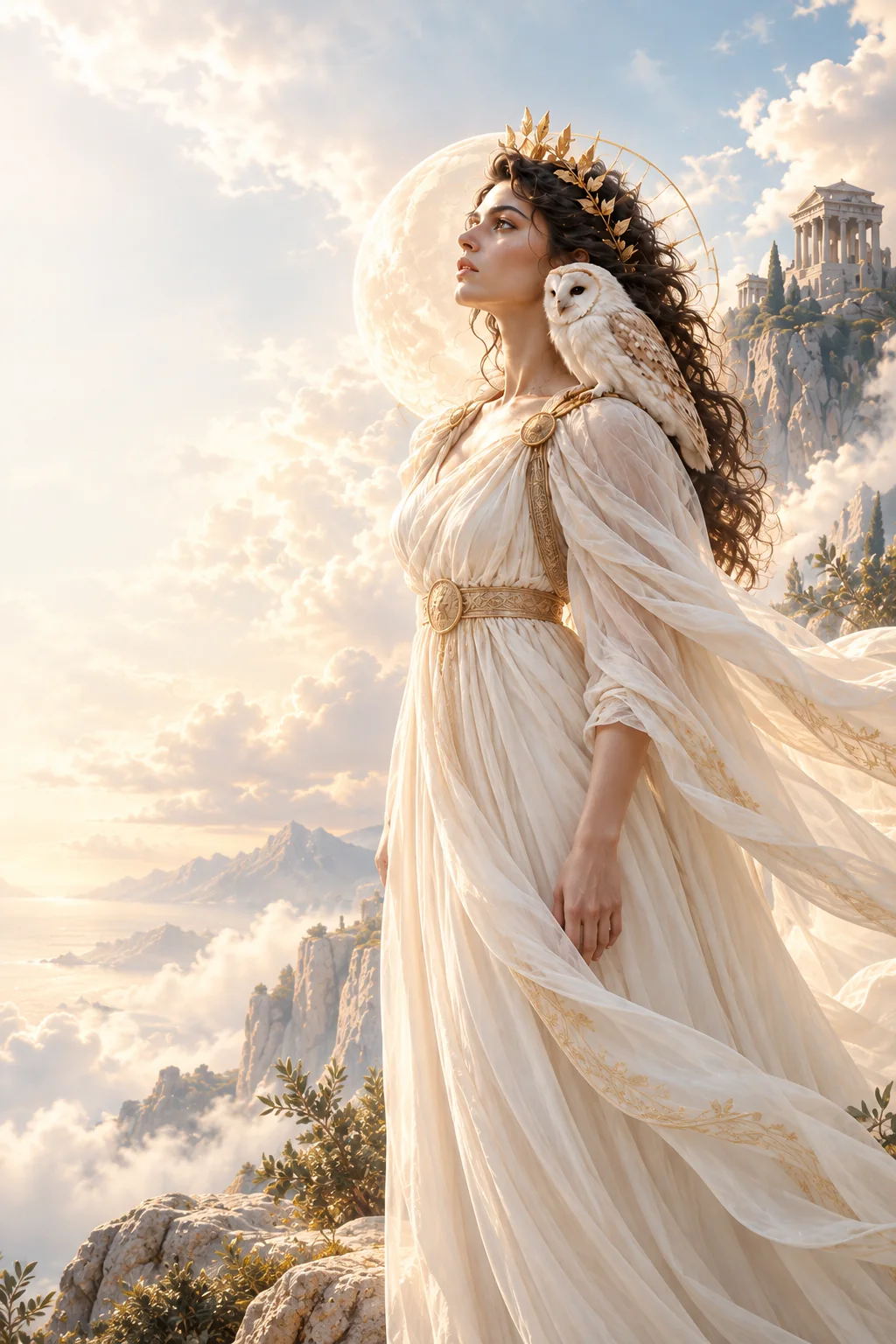 A mythic traveler beneath a luminous sky